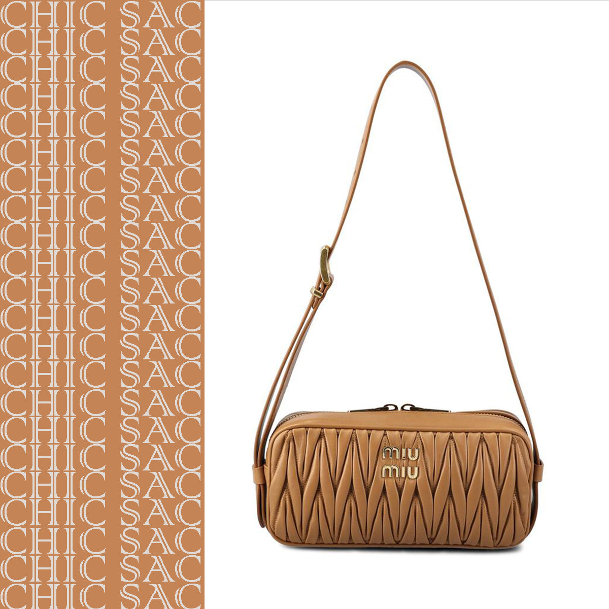 Sac bandoulière Miu Miu en cuir – Caramel