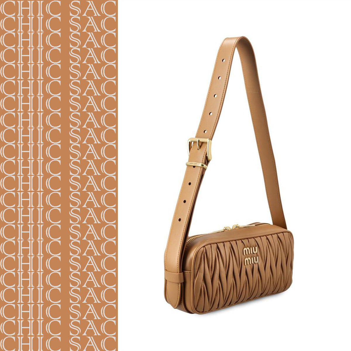 Sac bandoulière Miu Miu en cuir – Caramel