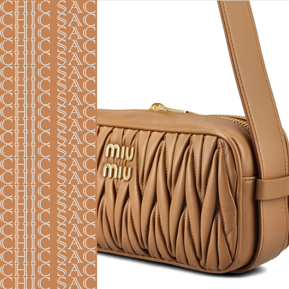 Sac bandoulière Miu Miu en cuir – Caramel