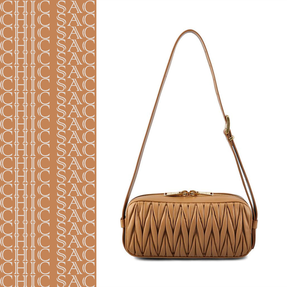 Sac bandoulière Miu Miu en cuir – Caramel