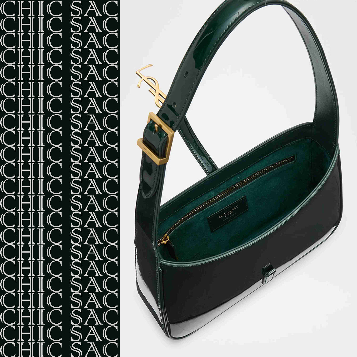 Sac bandoulière Yves Saint Laurent « Le 5 À 7 » en cuir verni